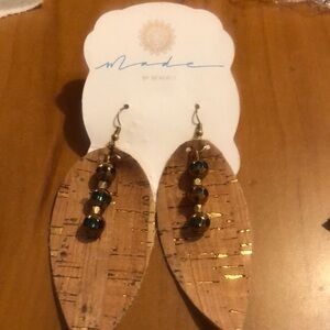 Gold and Brown Dangle Earrings